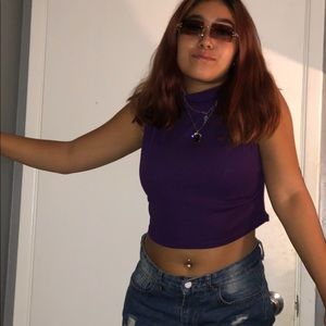 purple high neck crop top👾😈